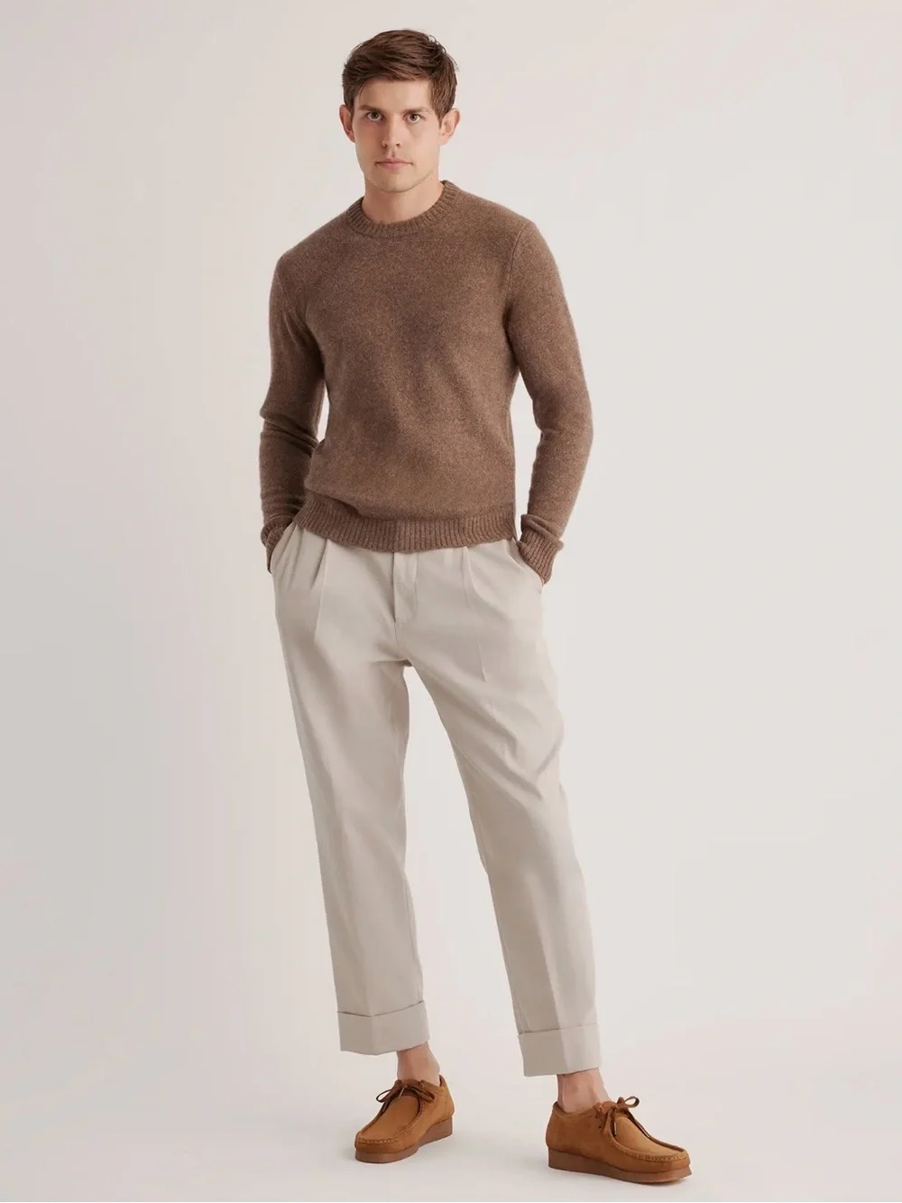Quince/ 100% Yak Wool Crewneck Sweater/ Men / Brown/ Large